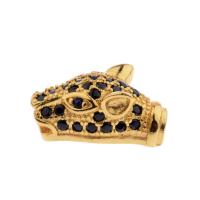 Cubic Zirconia Micro Pave Brass Beads, Leopard, plated, DIY & micro pave cubic zirconia 15mm 