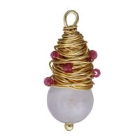 Brass Jewelry Pendants, with Rose Quartz, gold color plated, fashion jewelry Approx 2mm 