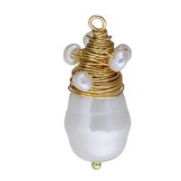 Brass Jewelry Pendants, with Plastic Pearl, gold color plated, fashion jewelry Approx 2mm 