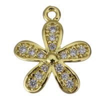 Brass Flower Pendants, gold color plated, fashion jewelry & micro pave cubic zirconia Approx 1mm 