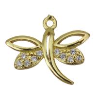 Animal Brass Pendants, Dragonfly, gold color plated, fashion jewelry & micro pave cubic zirconia Approx 1mm 