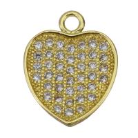 Латунные подвески-сердце, Латунь, Сердце, плакирован золотом, ювелирные изделия моды & инкрустированное микро кубического циркония отверстие:Приблизительно 1.5mm, продается PC