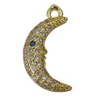 Cubic Zirconia Micro Pave Brass Pendant, Moon, gold color plated, fashion jewelry & micro pave cubic zirconia Approx 1.5mm 