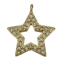 Brass Star Pendants, gold color plated, fashion jewelry & micro pave cubic zirconia Approx 1mm 