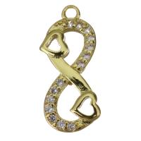 Cubic Zirconia Micro Pave Brass Pendant, Number 8, gold color plated, fashion jewelry & micro pave cubic zirconia Approx 1.5mm 