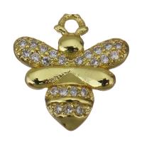 Animal Brass Pendants, Bee, gold color plated, micro pave cubic zirconia Approx 1.5mm 