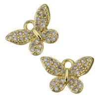 Animal Brass Pendants, Butterfly, gold color plated, fashion jewelry & micro pave cubic zirconia Approx 1.5mm 