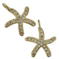 Cubic Zirconia Micro Pave Brass Pendant, Starfish, gold color plated, fashion jewelry & micro pave cubic zirconia Approx 1.5mm 
