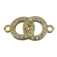 Cubic Zirconia Micro Pave Brass Connector, gold color plated, micro pave cubic zirconia & 1/1 loop Approx 1.5mm 
