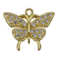 Cubic Zirconia Micro Pave Brass Connector, Butterfly, gold color plated, micro pave cubic zirconia & 1/1 loop Approx 1mm 