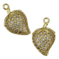 Brass Fruit Pendants, Strawberry, gold color plated, micro pave cubic zirconia Approx 1mm 
