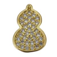 Brass Jewelry Finding, Calabash, gold color plated, micro pave cubic zirconia 