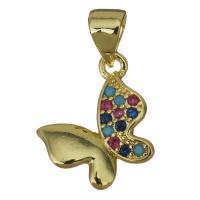 Animal Brass Pendants, Butterfly, gold color plated, fashion jewelry & micro pave cubic zirconia Approx 