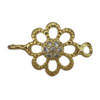 Cubic Zirconia Micro Pave Brass Connector, Flower, gold color plated, micro pave cubic zirconia & 1/1 loop Approx 1mm 
