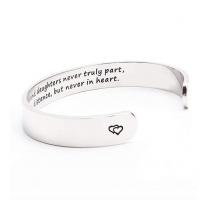Stainless Steel Cuff Bangle, silver color plated, fashion jewelry & with letter pattern & for woman, 70*8mm Inch 