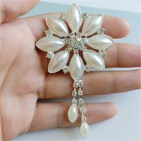 Zinc Alloy Cell Phone DIY Kit, with Plastic Pearl, Flower, silver color plated, with rhinestone, 77*47mm .08 Inch 