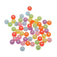 Acryl Schmuck Perlen, flache Runde, mit einem Muster von Herzen, keine, 7*4mm, Bohrung:ca. 1mm, ca. 3700PCs/Tasche, verkauft von Tasche