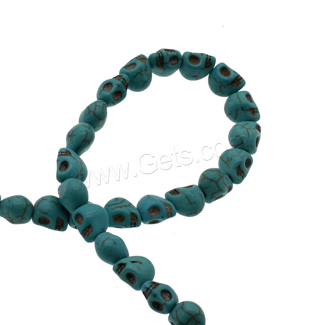 Synthetische Türkis Perlen, Schädel, verschiedene Größen vorhanden, keine, Bohrung:ca. 1mm, verkauft von Strang