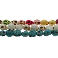 Synthetische Türkis Perlen, Schädel, verschiedene Größen vorhanden, keine, Bohrung:ca. 1mm, verkauft von Strang[