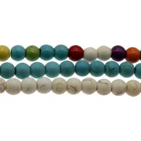 Synthetische Türkis Perlen, rund, verschiedene Größen vorhanden, keine, Bohrung:ca. 1mm, verkauft von Strang