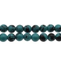 Synthetische Türkis Perlen, rund, verschiedene Größen vorhanden, himmelblau, Bohrung:ca. 1mm, verkauft von Strang
