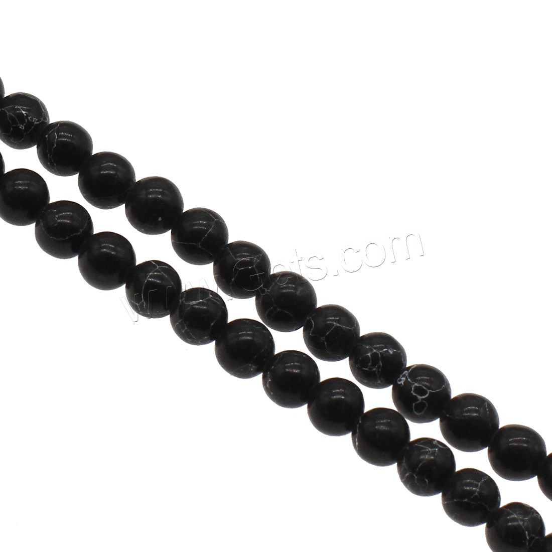 Perles en Turquoise synthétiques, Rond, normes différentes pour le choix, noire, Trou:Environ 1mm, Vendu par brin