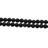 Synthetische Türkis Perlen, rund, verschiedene Größen vorhanden, schwarz, Bohrung:ca. 1mm, verkauft von Strang
