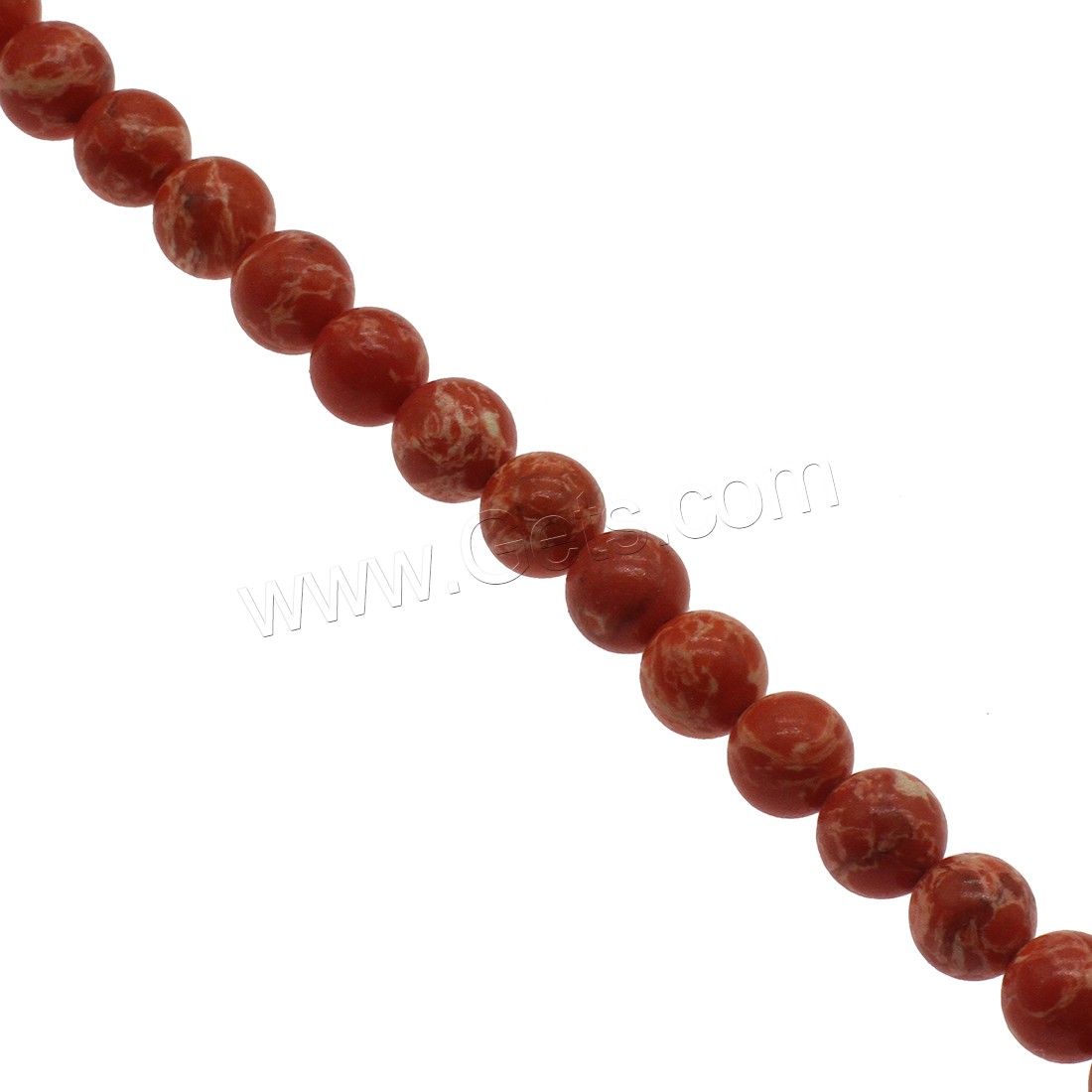 Synthetische Türkis Perlen, rund, verschiedene Größen vorhanden, rot, Bohrung:ca. 1mm, verkauft von Strang