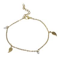 Stainless Steel Charm Bracelet, with Rhinestone, with 4cm extender chain, round link chain & for woman, gold Approx 7.49 Inch 