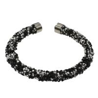 Stainless Steel Cuff Bangle, with Plastic, fashion jewelry & for woman, black, 7mm, Inner Approx 56mm 