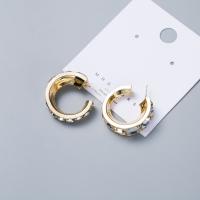 Zinc Alloy Huggie Hoop Earring, with Rhinestone, plated, fashion jewelry & for woman, golden 