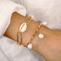 Zinc Alloy Jewelry Set, bracelet, with Plastic Pearl, plated, fashion jewelry & Unisex 19.7cm .75 Inch 