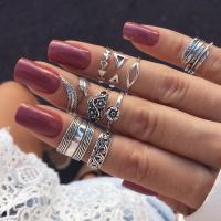 Zinc Alloy Ring Set, finger ring, plated, nine pieces & fashion jewelry & for woman, silver color 