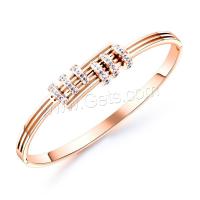 Stainless Steel Bangle, with Cubic Zirconia, plated, fashion jewelry & for woman, rose gold color, 3.6mm Approx 2.4 Inch 