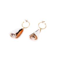 Zinc Alloy Drop Earring, with Shell, gold color plated, with plastic earnut & fashion jewelry & for woman 