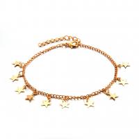 Zinc Alloy Anklet, Star, gold color plated, Adjustable & fashion jewelry & for woman, 190mm 