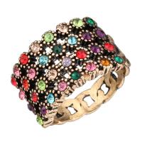 Rhinestone Zinc Alloy Finger Ring, gold color plated, Unisex & with rhinestone, 13mm 