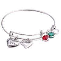 Stainless Steel Bangle, with Glass, Korean style & for woman 8mm .5 Inch 