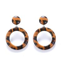PU Leather Drop Earring, Donut, vintage & for woman & hollow 
