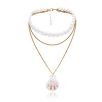Shell Zinc Alloy Necklace, with Shell & Plastic Pearl, plated, Adjustable & for woman, 41mm,46mm Inch 
