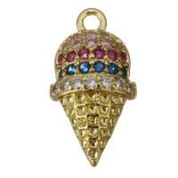 Cubic Zirconia Micro Pave Brass Pendant, Ice Cream, gold color plated, fashion jewelry & micro pave cubic zirconia Approx 1.5mm 
