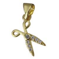 Cubic Zirconia Micro Pave Brass Pendant, Scissors, gold color plated, fashion jewelry & micro pave cubic zirconia Approx 