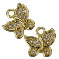 Animal Brass Pendants, Butterfly, gold color plated, fashion jewelry & micro pave cubic zirconia Approx 1.5mm 