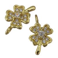 Brass Clover Pendant, Four Leaf Clover, gold color plated, fashion jewelry & micro pave cubic zirconia Approx 1.5mm 