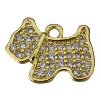 Animal Brass Pendants, gold color plated, fashion jewelry & micro pave cubic zirconia Approx 1mm 