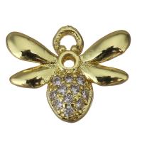 Animal Brass Pendants, Bee, gold color plated, fashion jewelry & micro pave cubic zirconia 1mm Approx 1.5mm 