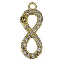 Brass Pendant Findings, Number 8, gold color plated, fashion jewelry & micro pave cubic zirconia 1.5mm Approx 1.5mm 