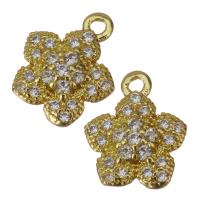 Brass Flower Pendants, gold color plated, fashion jewelry & micro pave cubic zirconia Approx 1.5mm 