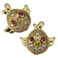 Brass Jewelry Finding, Bird, gold color plated, micro pave cubic zirconia 