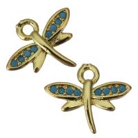 Animal Brass Pendants, Dragonfly, gold color plated, micro pave cubic zirconia Approx 1.5mm 